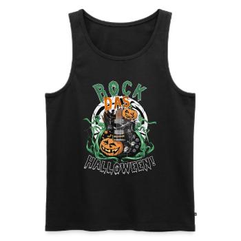 Rock das Halloween, Gitarre und Kürbis - Männer Premium Bio Tank Top - Schwarz - Vorne - Michal (187cm)