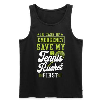 Funny Tennis Player Racket In Case - Men's Premium Organic Tank Top - black - Front - Michal (187cm)