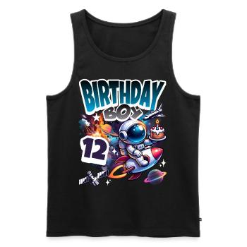 Astronaut 12th Birthday Space - Men's Premium Organic Tank Top - black - Front - AI Model Male 178 light (178cm)