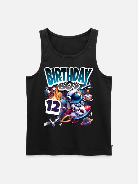 Astronaut 12th Birthday Space - Men's Premium Organic Tank Top - black