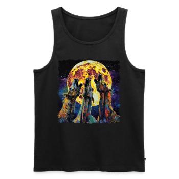 Appaloosa Horse Howling Moon - Men's Premium Organic Tank Top - black - Front - Michal (187cm)