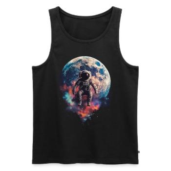 Astronaute Lune flottante de l’espace - Débardeur bio Premium Homme - noir - Devant - Michal (187cm)