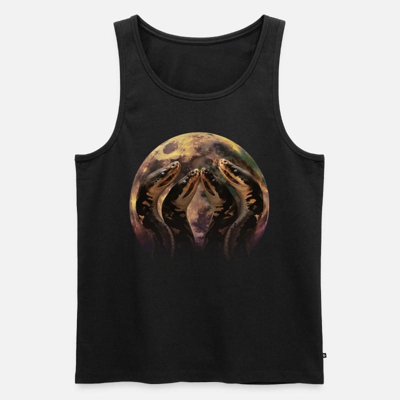 Kugelpython Schlange Heulender Mond - Männer Premium Bio Tank Top - Schwarz