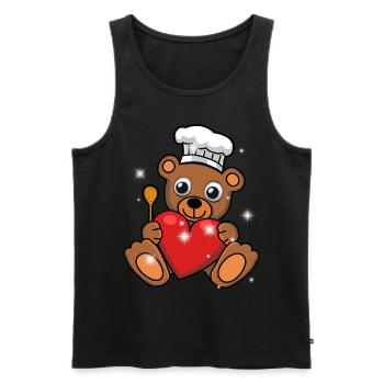 Teddy Bear Cook Cooks Cook - Men's Premium Organic Tank Top - black - Front - AI Model Male 178 light (178cm)