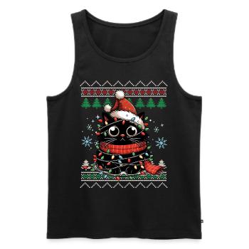 Chat drôle moche pull de Noël - Débardeur bio Premium Homme - noir - Devant - Michal (187cm)
