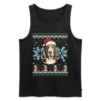 Basset Hound Pull de Noël drôle pour chien - Débardeur bio Premium Homme - noir - Devant - Michal (187cm)