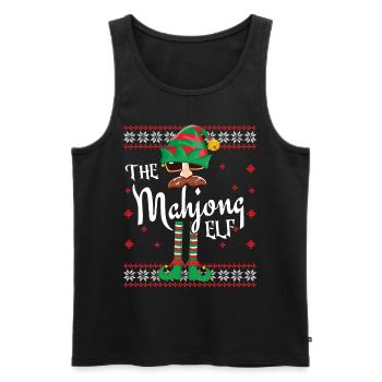 Tenue de Noël Mahjong Elf pour les réunions de famille - Débardeur bio Premium Homme - noir - Devant - Michal (187cm)