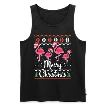 Tenue de Noël Flamant rose pour la famille - Débardeur bio Premium Homme - noir - Devant - Michal (187cm)