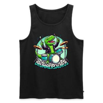 Schlagzeuger, Schlagzeug, Drummer, Drummersaurus - Men's Premium Organic Tank Top - black - Front - Michal (187cm)