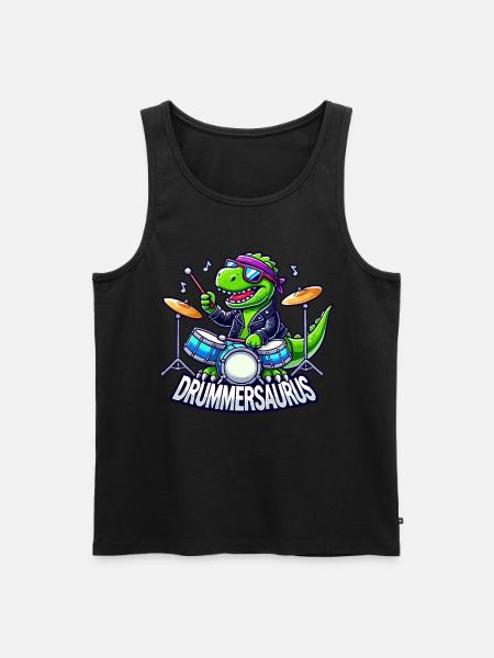 Schlagzeuger, Schlagzeug, Batteur, Drummersaurus - Débardeur bio Premium Homme - noir