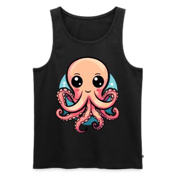 Bezaubernder Kawaii Oktopus - Männer Premium Bio Tank Top - Schwarz - Vorne - Michal (187cm)