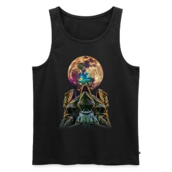 Bearded Dragon Lizard Howling Moon - Men's Premium Organic Tank Top - black - Front - AI Model Male 178 light (178cm)