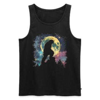 Bigfoot Sasquatch Yeti Howling Moon - Men's Premium Organic Tank Top - black - Front - Michal (187cm)