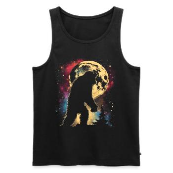 Bigfoot Sasquatch Yeti Lune Hurlante - Débardeur bio Premium Homme - noir - Devant - Michal (187cm)