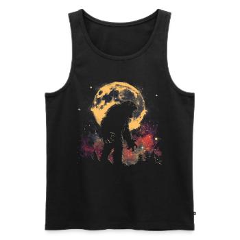 Bigfoot Sasquatch Yeti Howling Moon - Men's Premium Organic Tank Top - black - Front - Michal (187cm)
