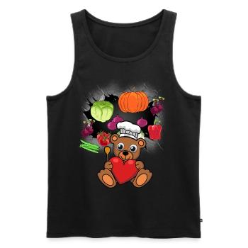 Teddy Cook Cooks Cook Vegetable Cooking Bear - Men's Premium Organic Tank Top - black - Front - AI Model Male 178 light (178cm)