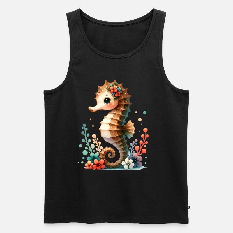 Seepferd Seepferdchen - Männer Premium Bio Tank Top - Schwarz