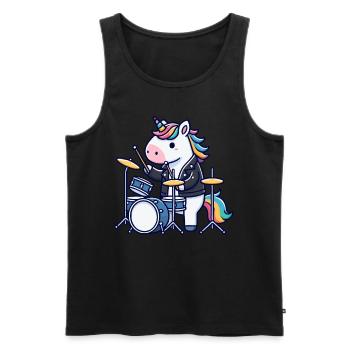 Schlagzeuger, Schlagzeug, Drummer, Musik & Einhorn - Männer Premium Bio Tank Top - Schwarz - Vorne - Michal (187cm)
