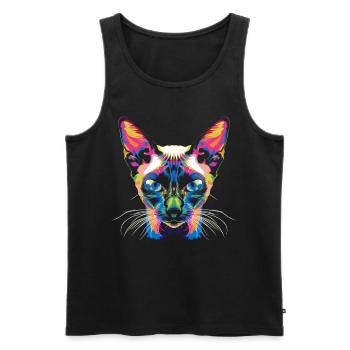 Siamese Cat Popart - Men's Premium Organic Tank Top - black - Front - Michal (187cm)