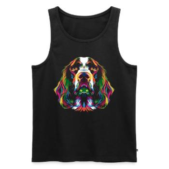Springer Épagneul Chien Popart - Débardeur bio Premium Homme - noir - Devant - Michal (187cm)