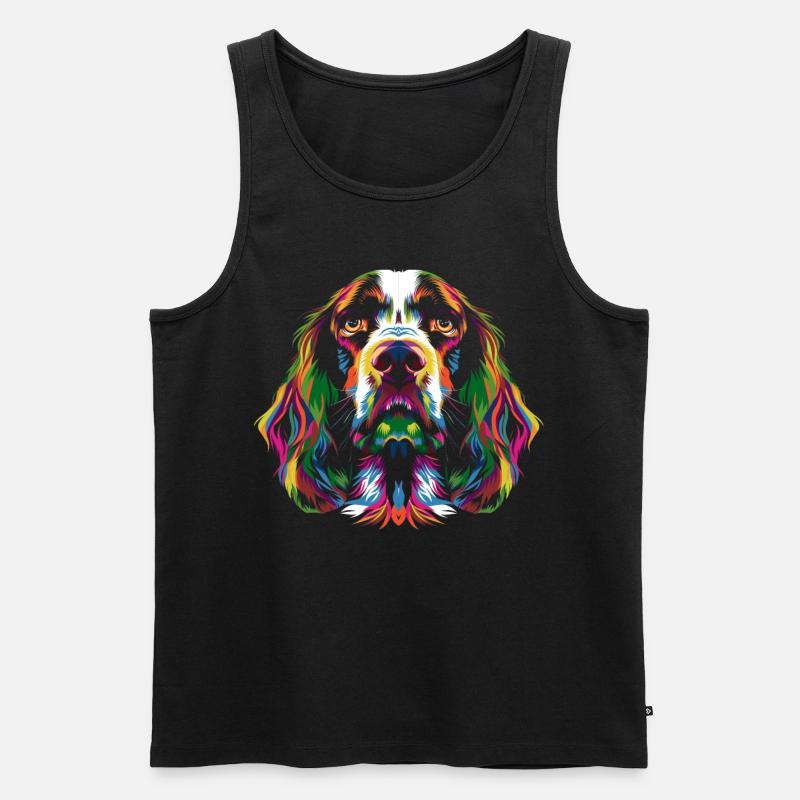 Springer Spaniel Hund Popart - Männer Premium Bio Tank Top - Schwarz