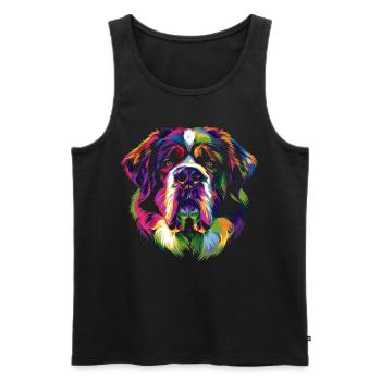 Bernhardiner Hund Popart - Männer Premium Bio Tank Top - Schwarz - Vorne - Michal (187cm)