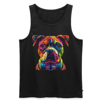 Staffordshire Bull Terrier Hund Popart - Männer Premium Bio Tank Top - Schwarz - Vorne - Michal (187cm)