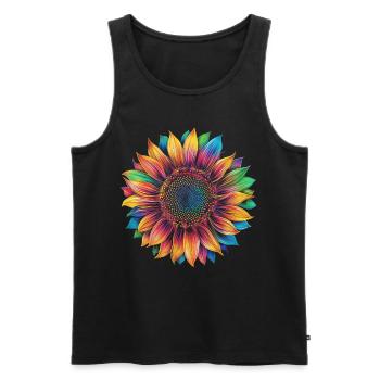 Fleur de tournesol Popart - Débardeur bio Premium Homme - noir - Devant - Michal (187cm)