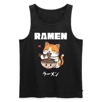 Ramen Nouilles Chibi Asie Chats Nouilles Soupe Anime - Débardeur bio Premium Homme - noir - Devant - AI Model Male 178 light (178cm)