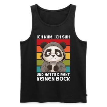 Funny Gift Panda Funny Humor Lazy Fun - Men's Premium Organic Tank Top - black - Front - AI Model Male 178 light (178cm)