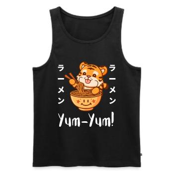 Nouilles Ramen Chibi Asie Soupe de nouilles tigrées Anime - Débardeur bio Premium Homme - noir - Devant - AI Model Male 178 light (178cm)