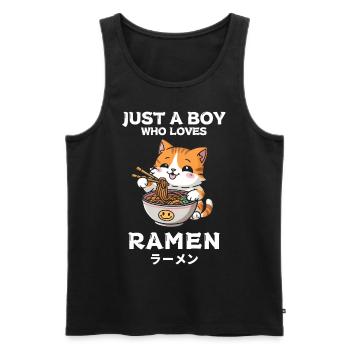 Ramen Nouilles Chibi Asie Chats Nouilles Soupe Anime - Débardeur bio Premium Homme - noir - Devant - AI Model Male 178 light (178cm)