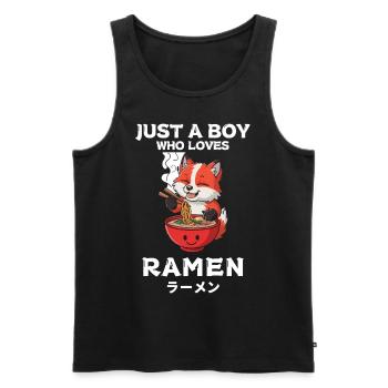 Ramen Nouilles Chibi Asie Fox Nouilles Soupe Anime - Débardeur bio Premium Homme - noir - Devant - AI Model Male 178 light (178cm)