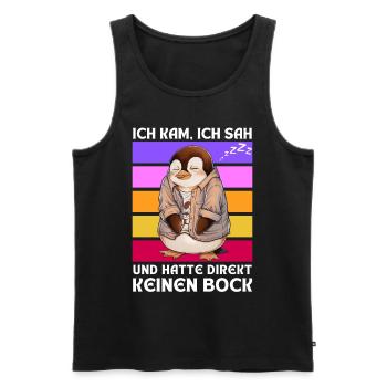Funny Gift Penguin Funny Humor Lazy Fun - Men's Premium Organic Tank Top - black - Front - AI Model Male 178 light (178cm)