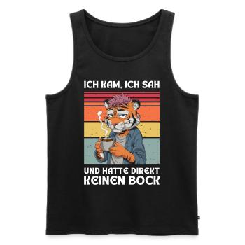 Funny Gift Tiger Funny Humor Lazy Fun - Men's Premium Organic Tank Top - black - Front - Michal (187cm)
