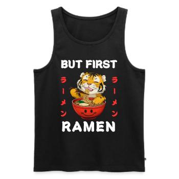 Nouilles Ramen Chibi Asie Soupe de nouilles tigrées Anime - Débardeur bio Premium Homme - noir - Devant - AI Model Male 178 light (178cm)