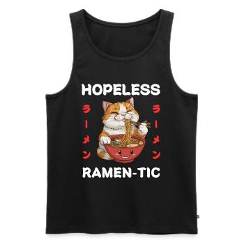 Ramen Nouilles Chibi Asie Chats Nouilles Soupe Anime - Débardeur bio Premium Homme - noir - Devant - AI Model Male 178 light (178cm)