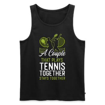 Drôle de joueur de tennis raquette couple - Débardeur bio Premium Homme - noir - Devant - Michal (187cm)