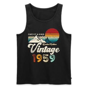Millésime 1959 Anniversaire Montagnes - Débardeur bio Premium Homme - noir - Devant - Michal (187cm)