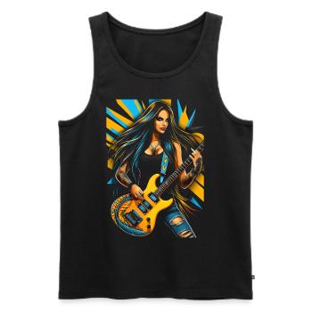 Wild guitar diva with electric guitar - Men's Premium Organic Tank Top - black - Front - AI Model Male 178 light (178cm)