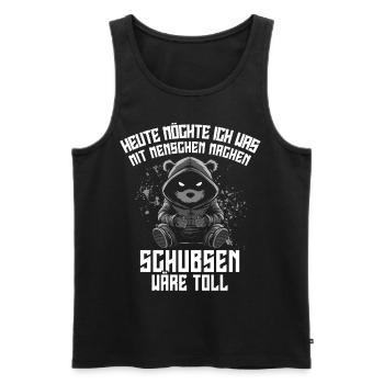 Bear, Irony, Funny, Work, Funny, Sarcasm, Antisocial - Men's Premium Organic Tank Top - black - Front - AI Model Male 178 light (178cm)