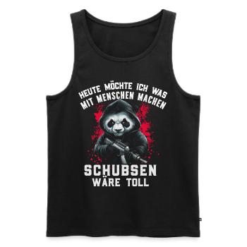 Bear, Irony, Funny, Work, Funny, Sarcasm, Antisocial - Men's Premium Organic Tank Top - black - Front - AI Model Male 178 light (178cm)
