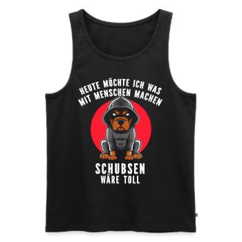 Dog, Irony, Funny, Work, Funny, Sarcasm, Antisocial - Men's Premium Organic Tank Top - black - Front - Michal (187cm)