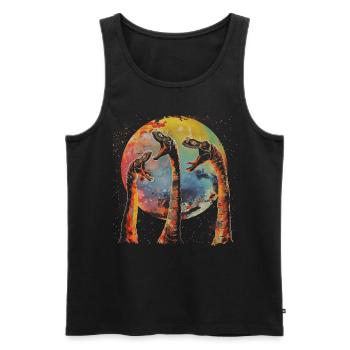 Brachiosaure dinosaure lune hurlante - Débardeur bio Premium Homme - noir - Devant - Michal (187cm)