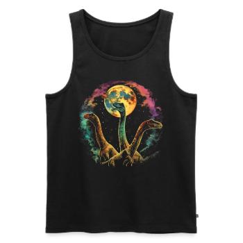 Brachiosaure dinosaure lune hurlante - Débardeur bio Premium Homme - noir - Devant - Michal (187cm)