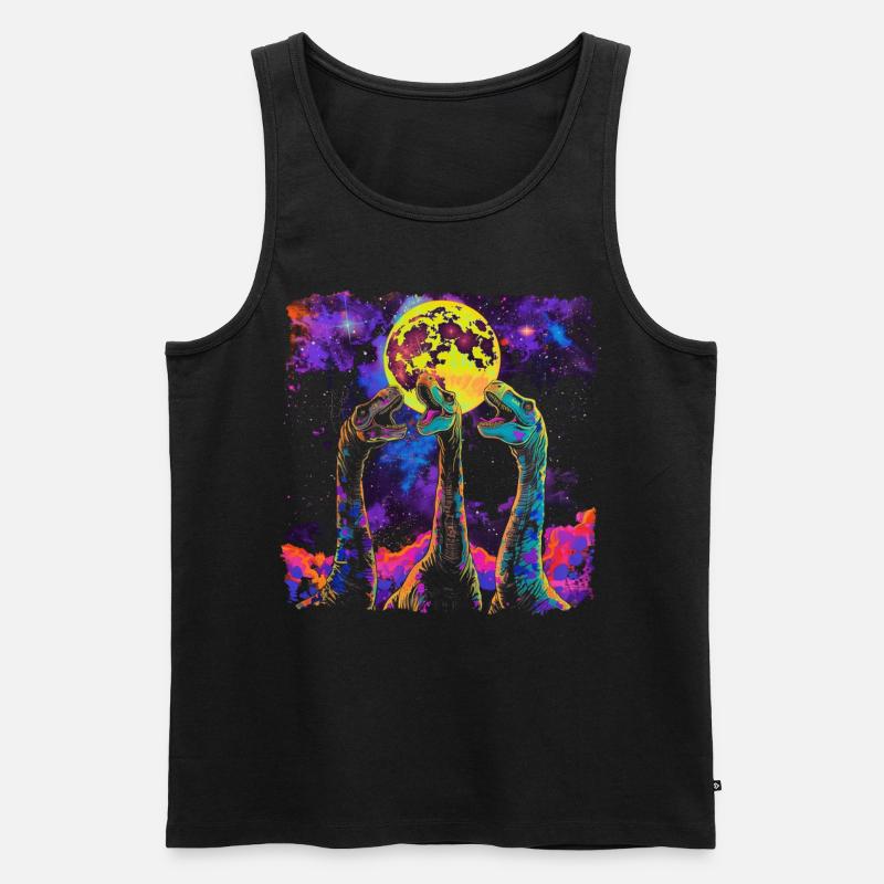 Brachiosaurus Dinosaurier Heulender Mond - Männer Premium Bio Tank Top - Schwarz