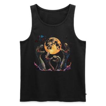 Brontosaurus Dinosaur Howling Moon - Men's Premium Organic Tank Top - black - Front - Michal (187cm)