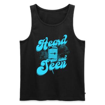 Podcast Podcaster Podcasting Heard And Seen - Men's Premium Organic Tank Top - black - Front - AI Model Male 178 light (178cm)