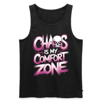 Chaos ist mein Wohlfühlbereich - Männer Premium Bio Tank Top - Schwarz - Vorne - Michal (187cm)