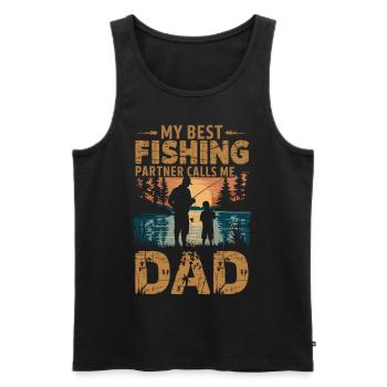 Mein Angelkumpel sagt Papa zu mir - Männer Premium Bio Tank Top - Schwarz - Vorne - Michal (187cm)